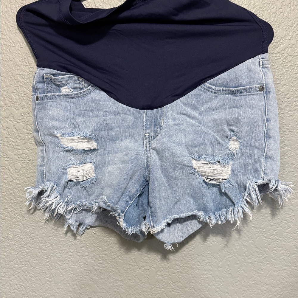 Target brand Distressed Light Blue Denim maternity Shorts